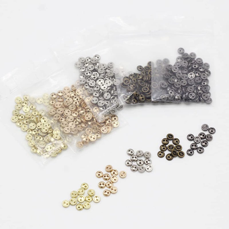 vingol 50 PCS 2 Hole Mini Metal Round Buttons Small Bread Buttons for Doll Clothes Bag Deoration Sewing Craft (Golden  5mm) - Image 3